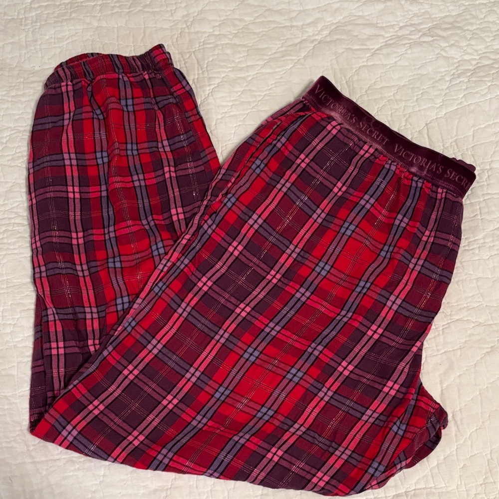 Victoria's Secret Red and Pink Checkered Pants